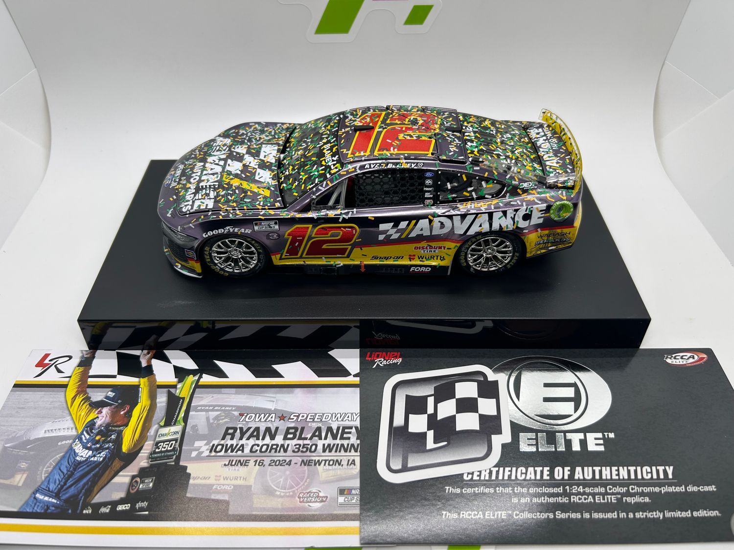 Ryan Blaney 2024 Advance Auto Parts Iowa Race Win 1:24 Elite   Color Chrome Nascar Diecast