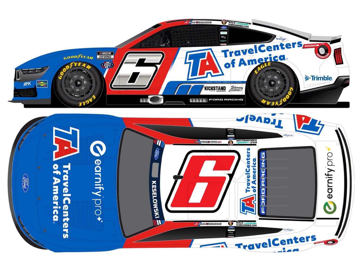 PRE-ORDER - Brad Keselowski 2026 TravelCenters Of America 1:24 Elite FOIL Numbers Nascar Diecast
