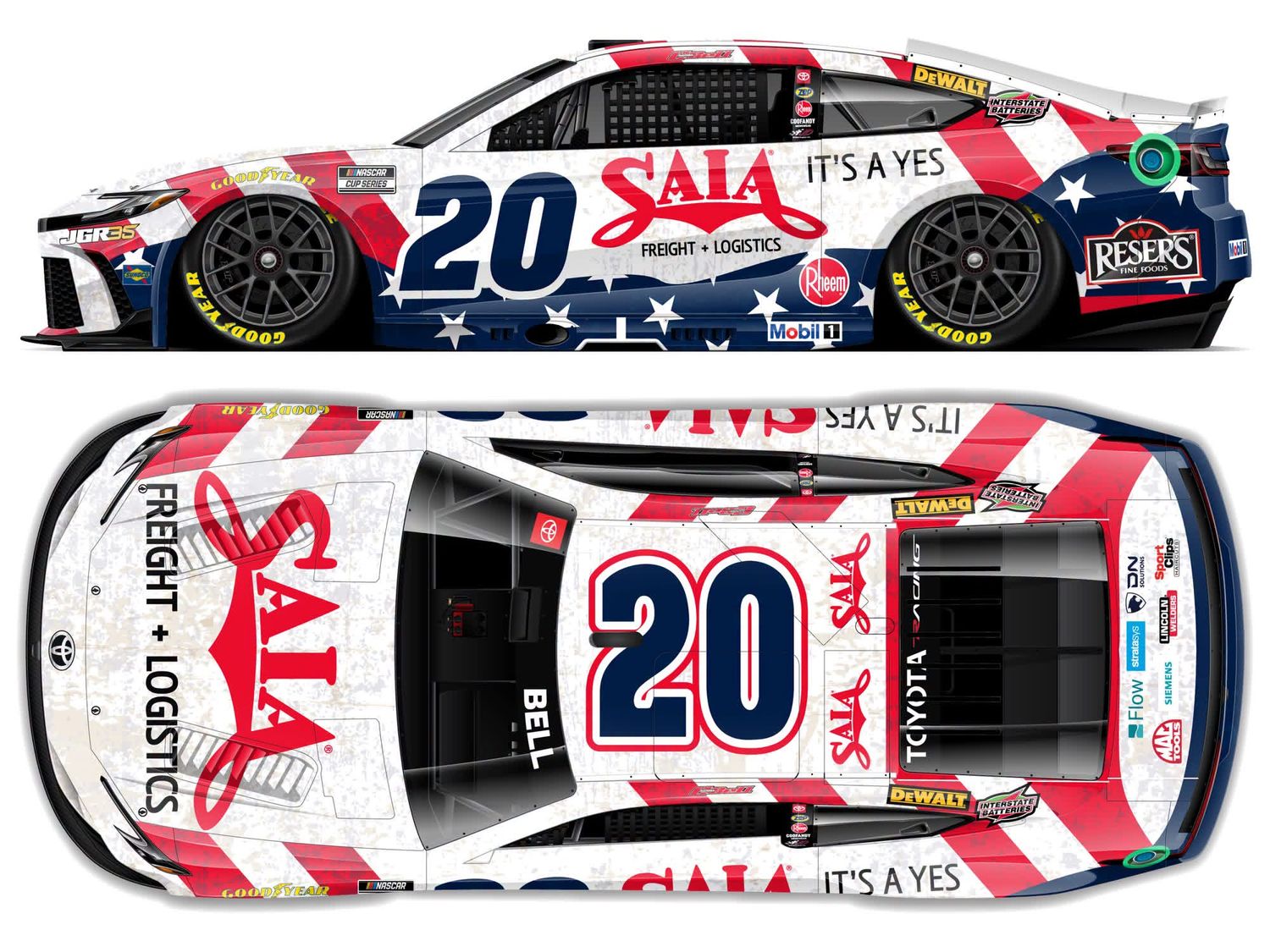 PRE-ORDER - Christopher Bell 2026 Saia LTL Patriotic 1:24 Elite Nascar Diecast
