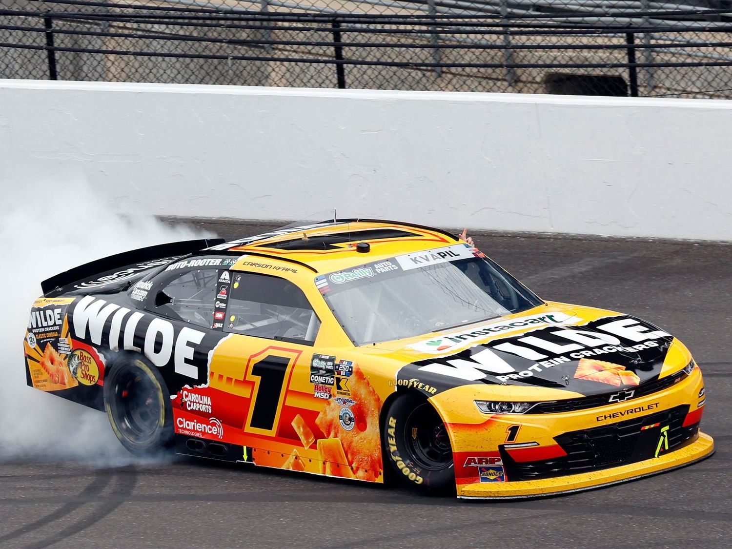 PRE-ORDER - Carson Kvapil Autographed 2026 Wilde Protein Crackers Indianapolis 7/25/26 Race Win 1:24 Nascar Diecast - O'Reilly Auto Parts Series