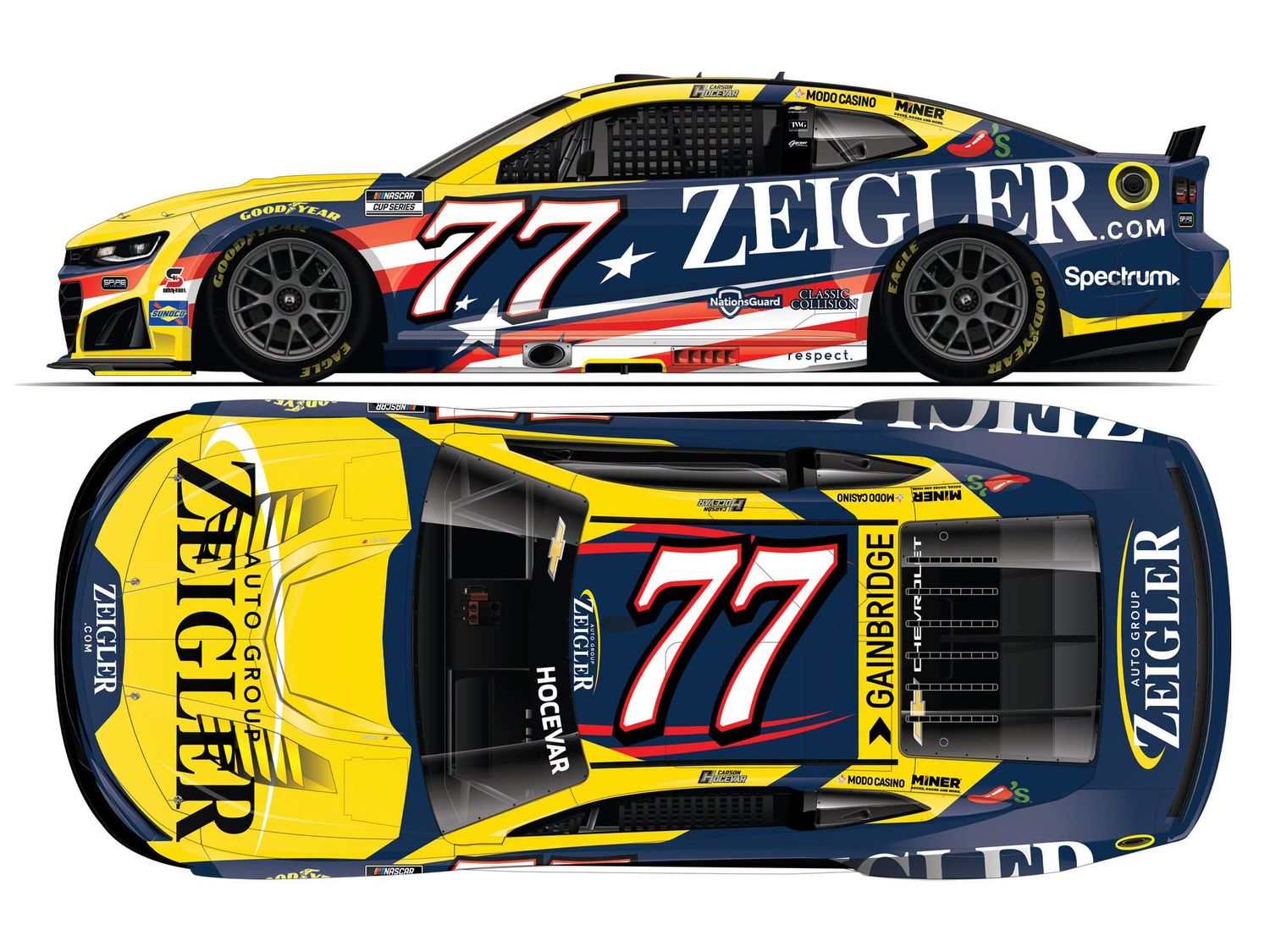 PRE-ORDER - Carson Hocevar 2026 Zeigler Patriotic 1:24 Nascar Diecast
