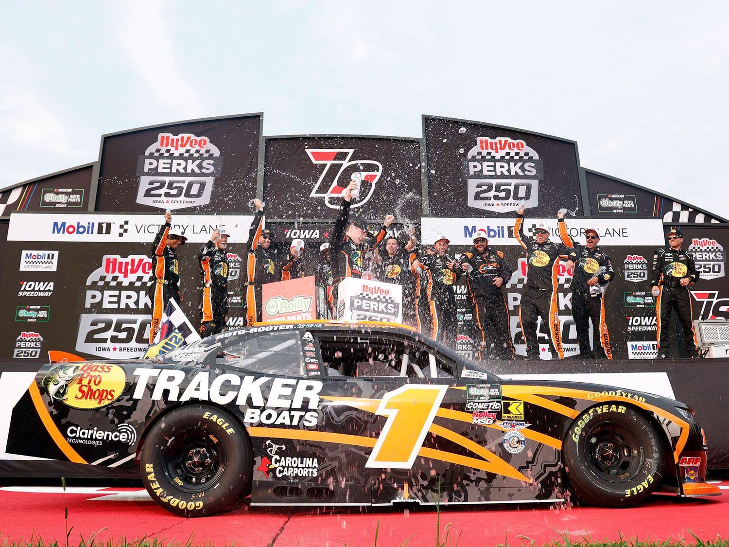 PRE-ORDER - Carson Kvapil Autographed 2026 Bass Pro Shops/Tracker Boats Iowa 8/8/26 Race Win 1:24 Nascar Diecast - O'Reilly Auto Parts Series