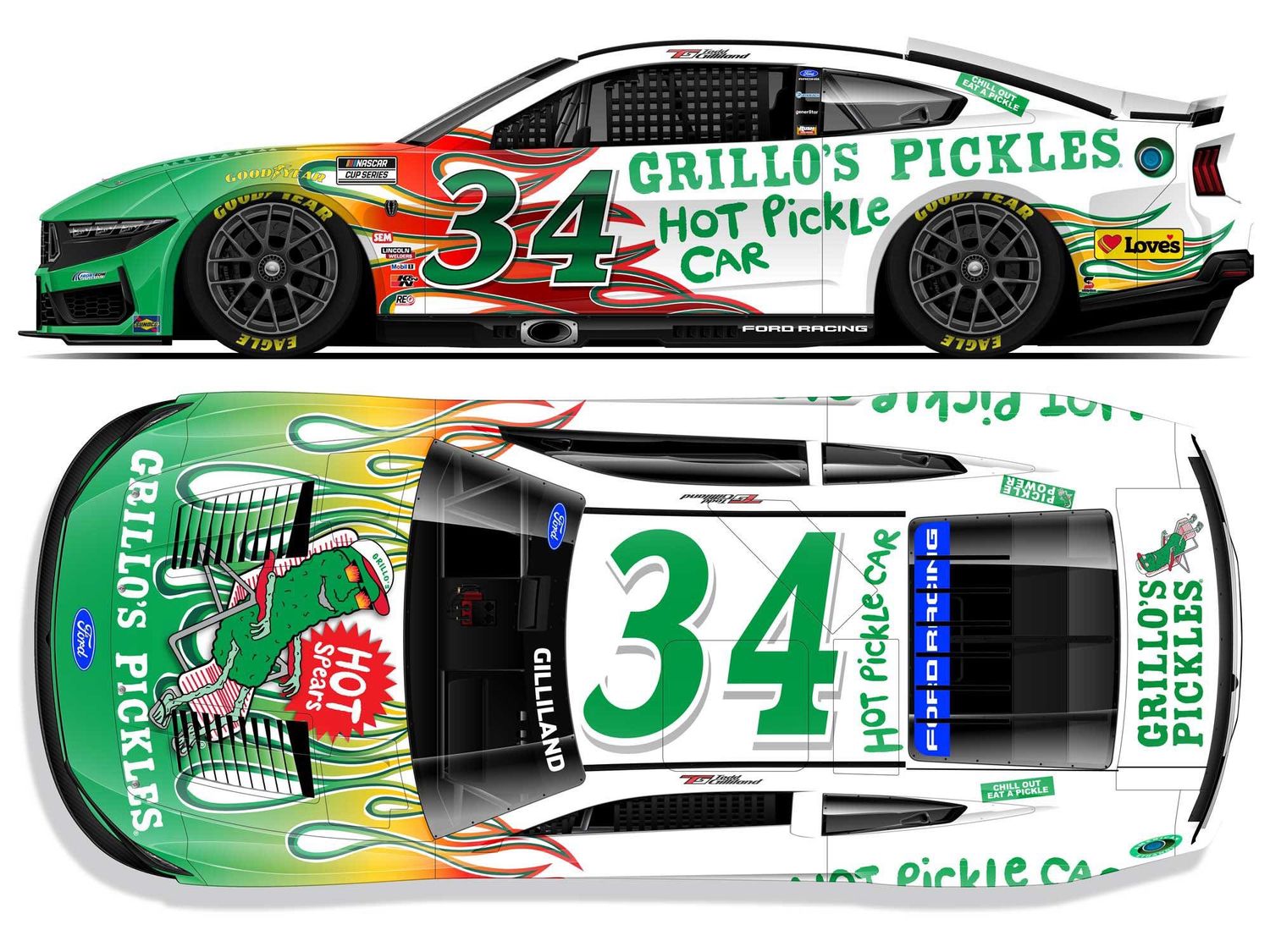 PRE-ORDER - Todd Gilliland 2026 Grillo's Pickles Hot Spears 1:24 Elite FOIL Numbers Nascar Diecast
