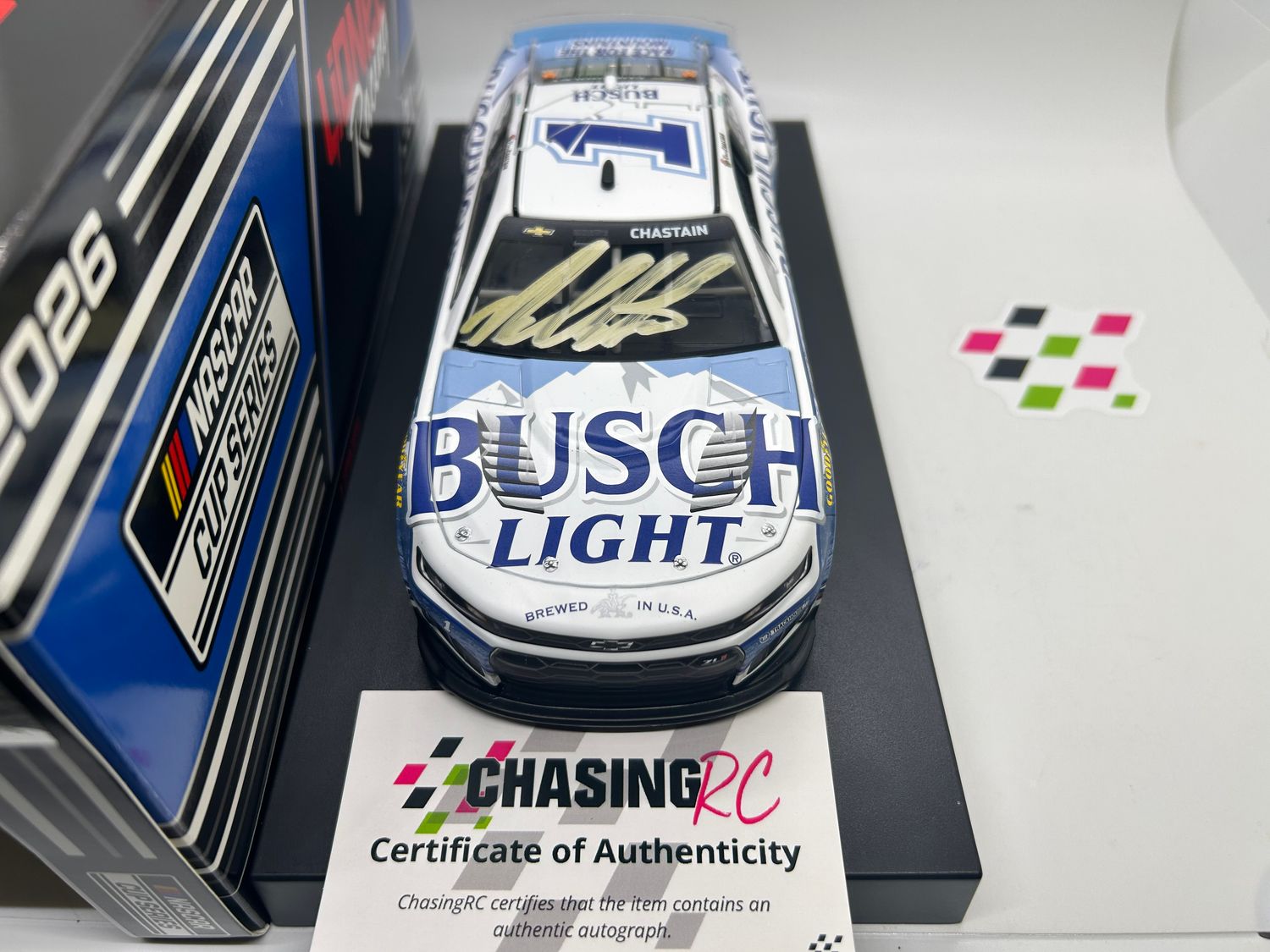 Ross Chastain Autographed 2026 Busch Light 1:24 Nascar Diecast - FOIL NUMBER DIECAST