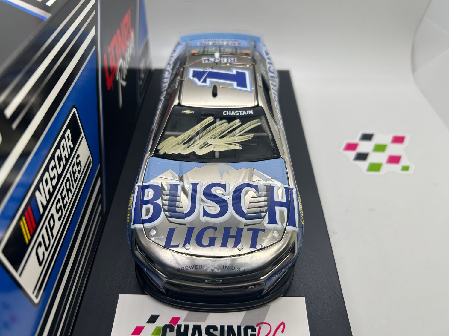 Ross Chastain Autographed 2026 Busch Light 1:24 Color Chrome Nascar Diecast - FOIL NUMBER DIECAST