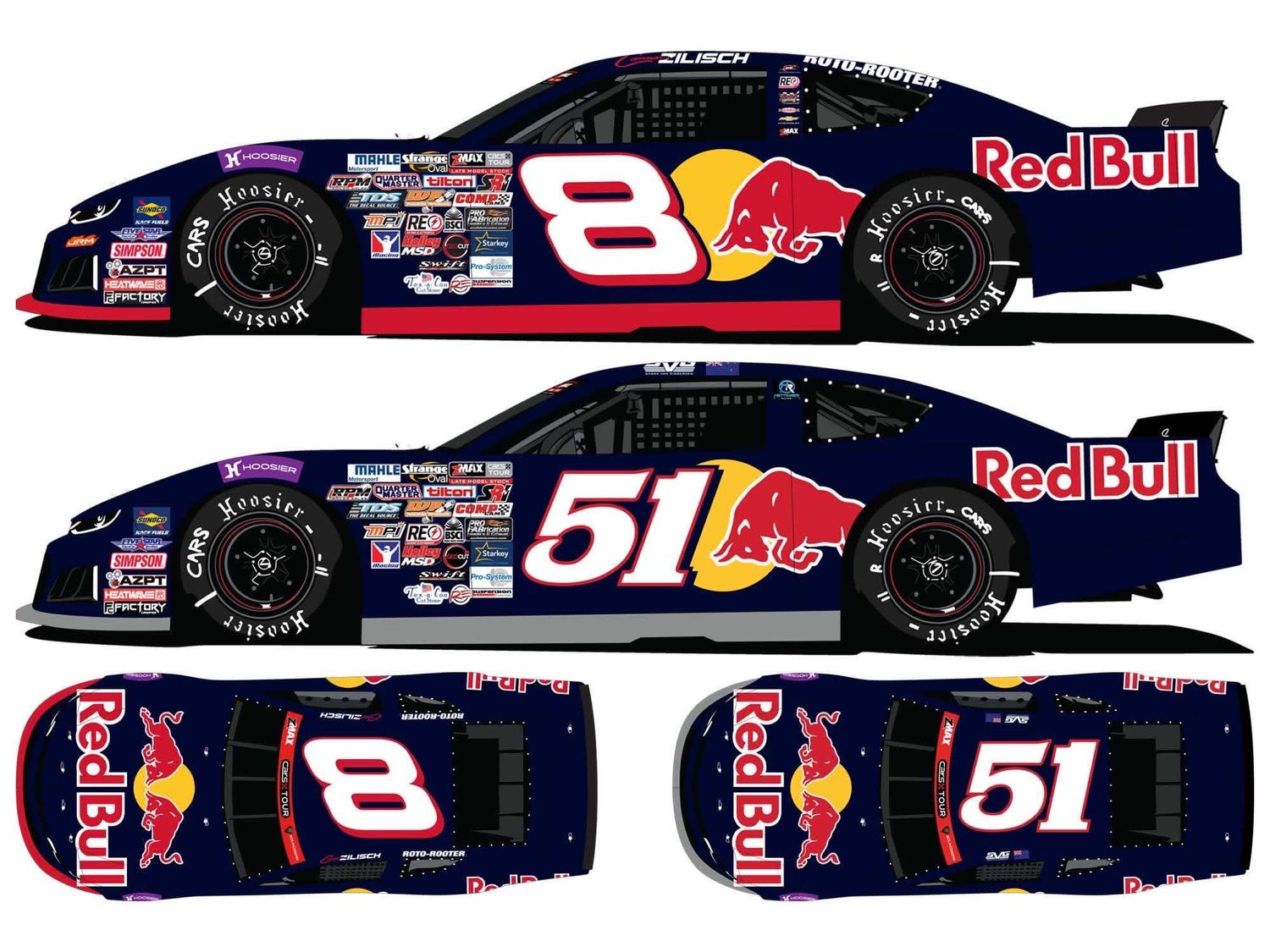 PRE-ORDER - Shane Van Gisbergen / Connor Zilisch Red Bull 1:64 2 Car Set Late Model Diecast