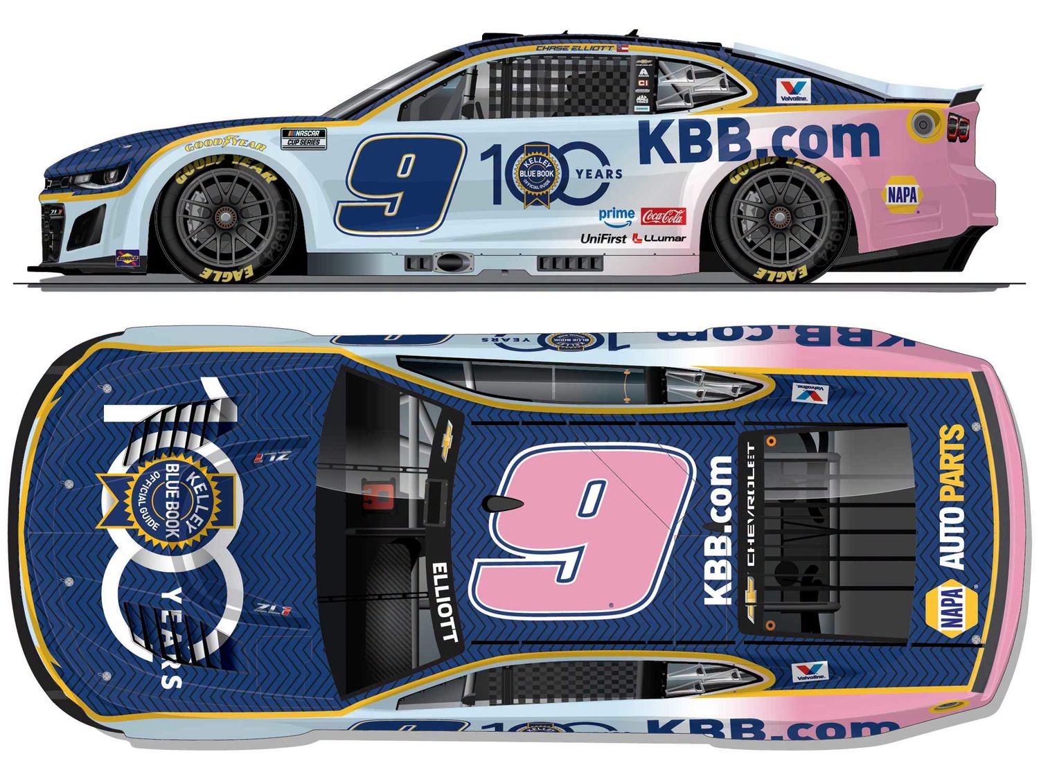 PRE-ORDER - Chase Elliott 2026 Kelley Blue Book 100th Anniversary 1:24 Elite Nascar Diecast