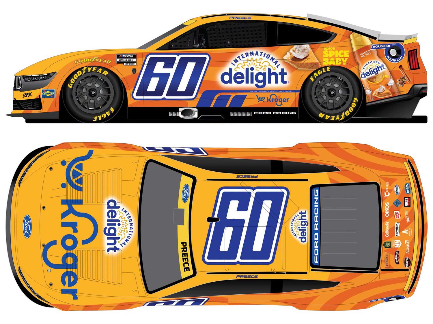 PRE-ORDER - Ryan Preece 2026 Kroger/International Delight Pumpkin Spice 1:24 Elite FOIL Numbers Nascar Diecast