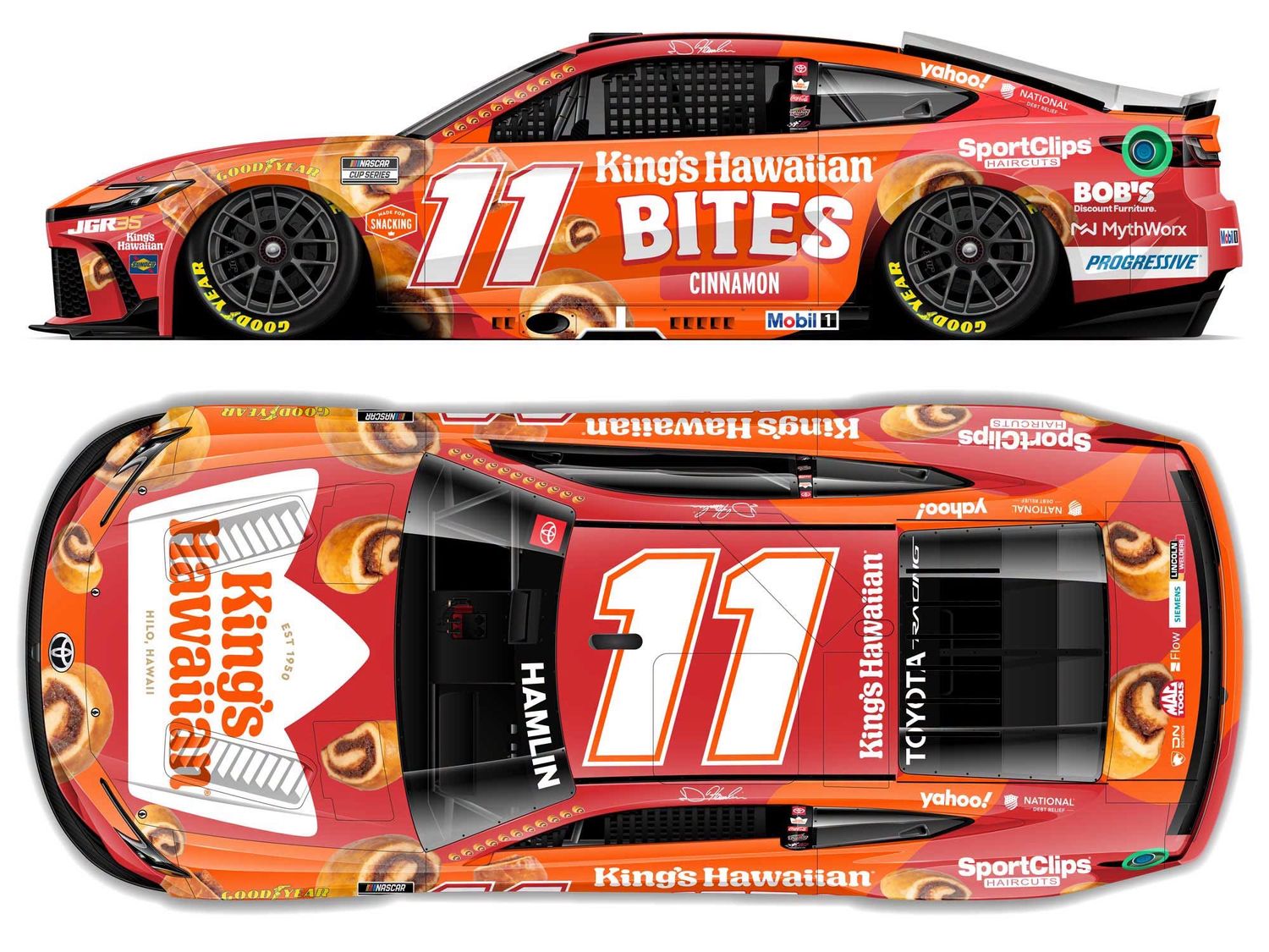 PRE-ORDER - Denny Hamlin 2026 King's Hawaiian Cinnamon Bites 1:24 Nascar Diecast