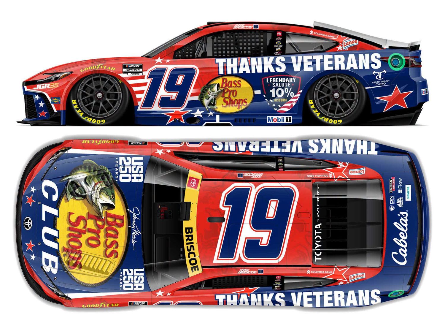 PRE-ORDER - Chase Briscoe 2026 Bass Pro Shops Thanks Veterans 1:24 Nascar Diecast