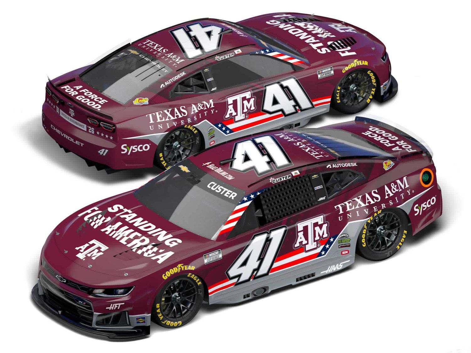 PRE-ORDER - Cole Custer 2026 Texas A&amp;M "Standing For America" 1:24 Nascar Diecast