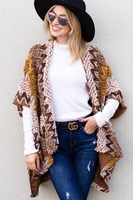Ansley Aztec Style Textured Cardigan ~ Brown