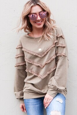 Shay Tassels Detailed Top ~ Olive