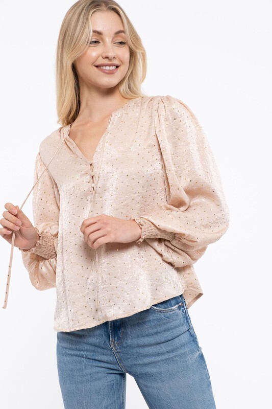 Tabby Gold Speckled Top ~ Champagne