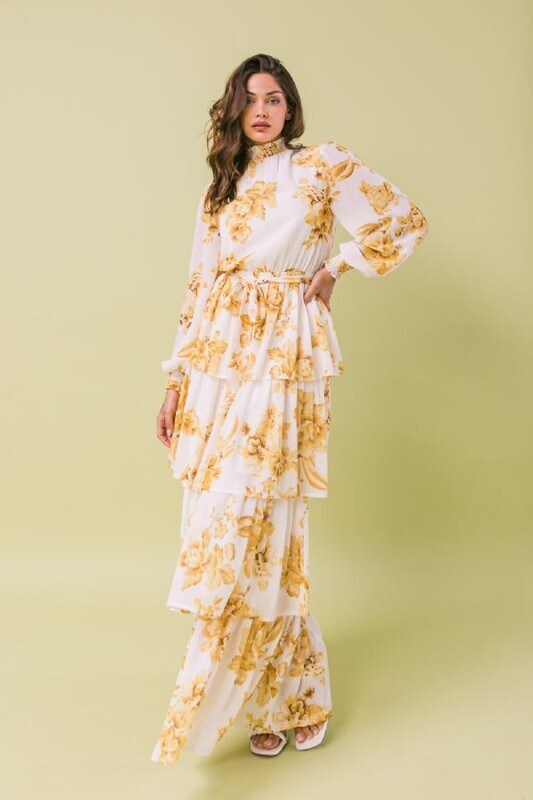 Florence Floral Smocking Maxi Dress ~ Ivory