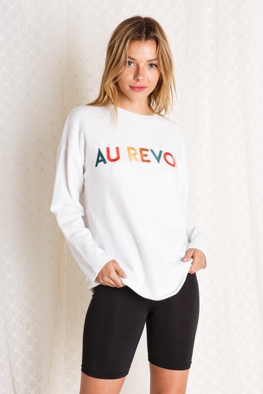 AU REVOIR Embroidered Top ~ White