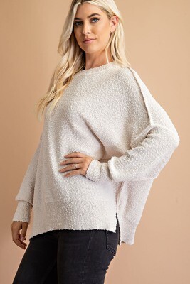 Trix Textured Slouchy Sweater ~ Cream