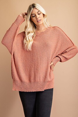 Trix Textured Slouchy Sweater ~ Apricot