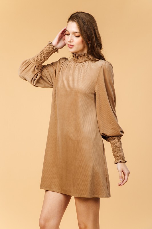 Piper Soft Ribbed Knit Swing Dress ~ Camel