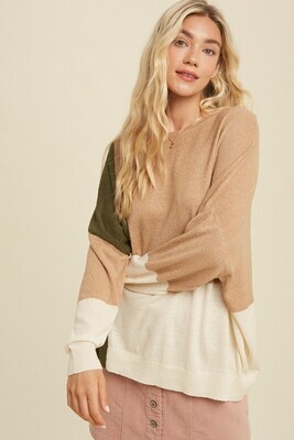 Courtney Colorblock Sweater ~ Taupe