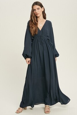 Kristen Split Sleeve V Neck Maxi Dress ~ Midnight
