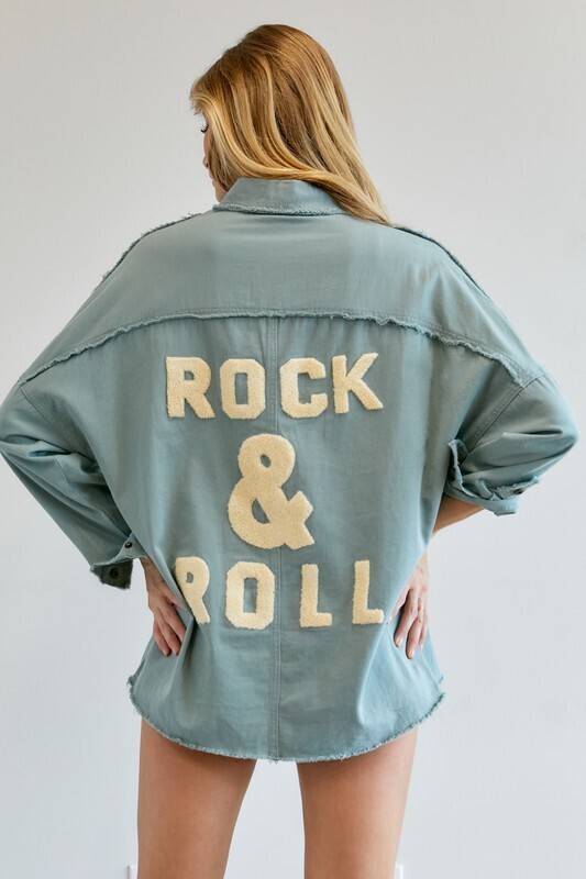 Rock & Roll Button Down Jacket ~ Dusty Blue