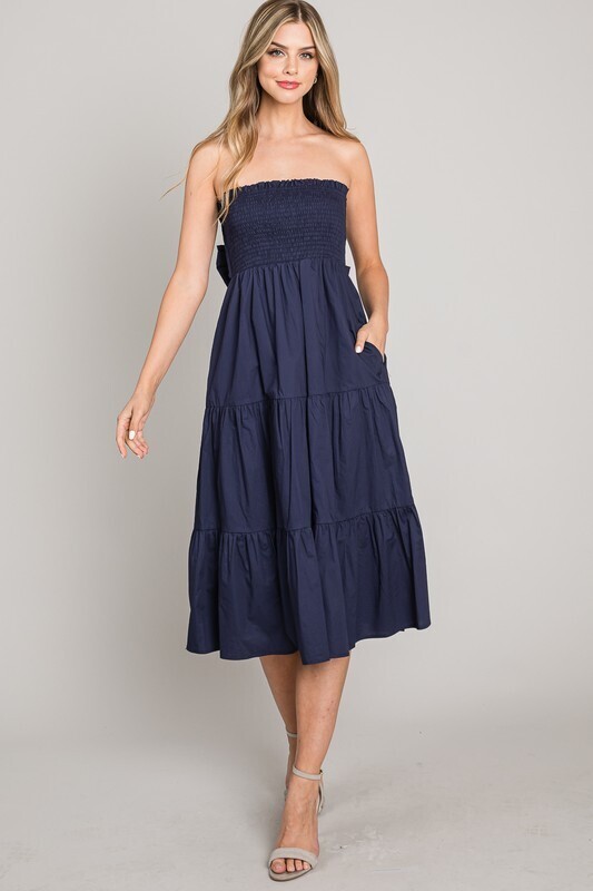 Crystal Tie Back Baby Doll Dress ~ Navy