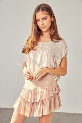 Alexis Scrunched Sleeveless Top ~ Beige