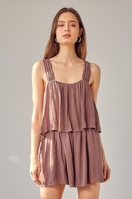 Scarlette Shirring Detail Romper ~ Dried Cacao