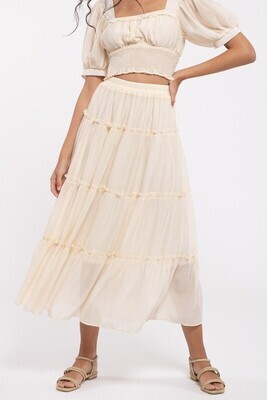 Ashlyn Solid Tiered Skirt ~ Cream