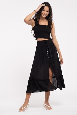 Viola Smock Button Up Skirt ~ Black