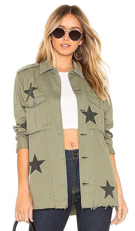 Camilo Star Print Military Jacket ~ Olive