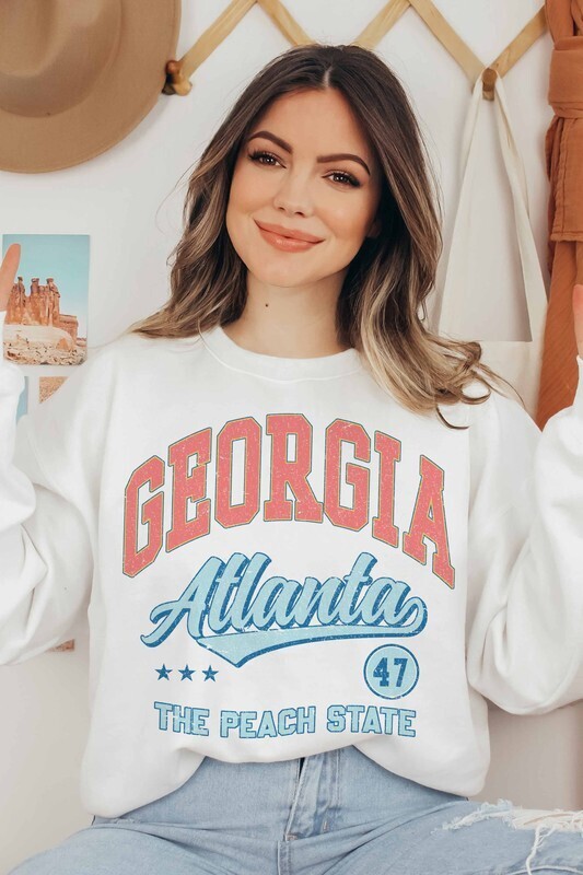 Georgia Atlanta Peach State Pullover ~ White