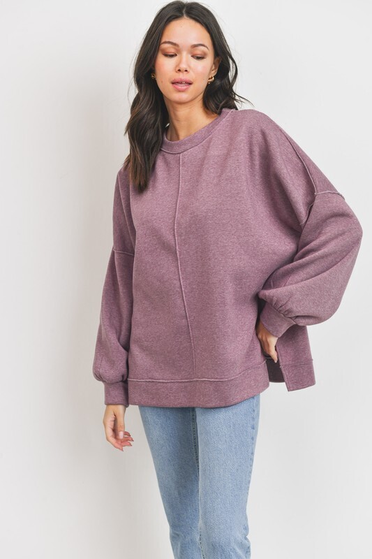Vivian Brushed Terry Pullover ~ Faded Plum