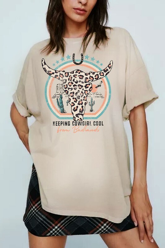 KEEPING COWGIRL COOL Graphic Tee ~ Mineral Oatmeal