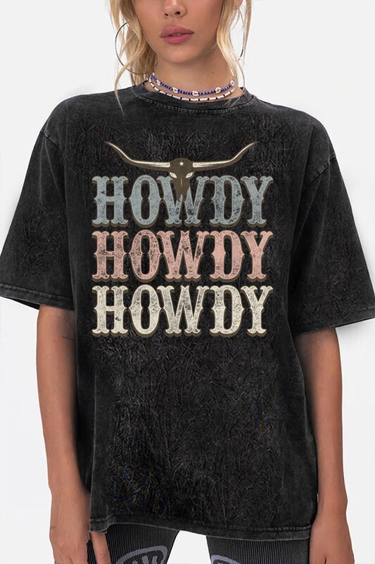 HOWDY HOWDY HOWDY Graphic Tee ~ Mineral Black