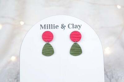 Sally Studs - Hot Pink/Olive Green