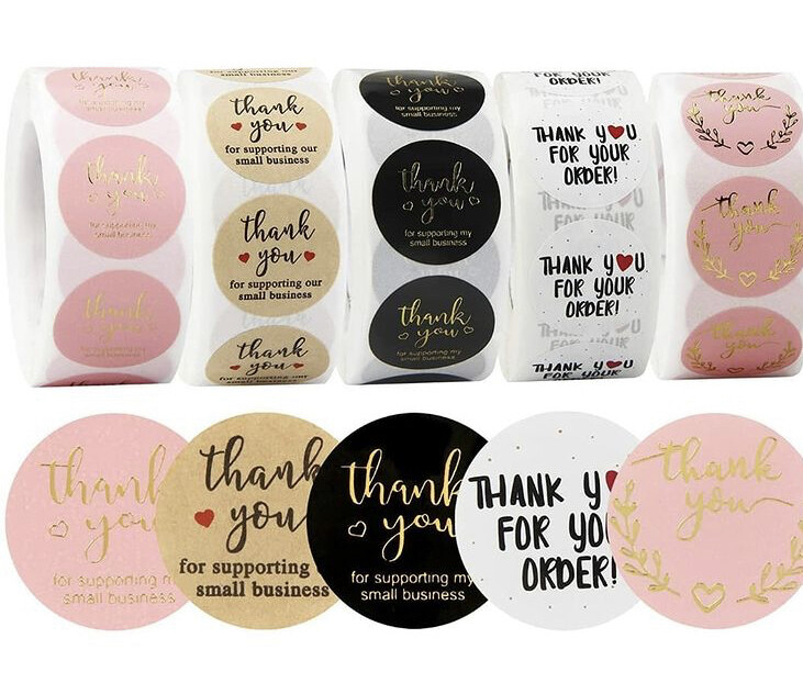 1” thank you stickers