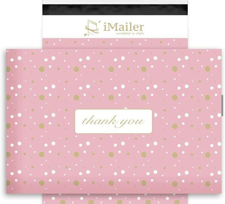Pink dots thank you poly mailers 10x13