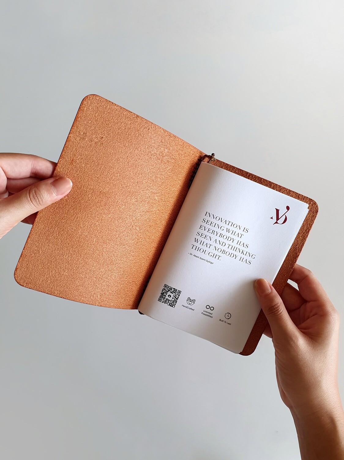 Mini Single Binder Leather Cover (A6 Refillable Unbound Sketchbook / Journal / Notebook) - standard A5 paper inserts