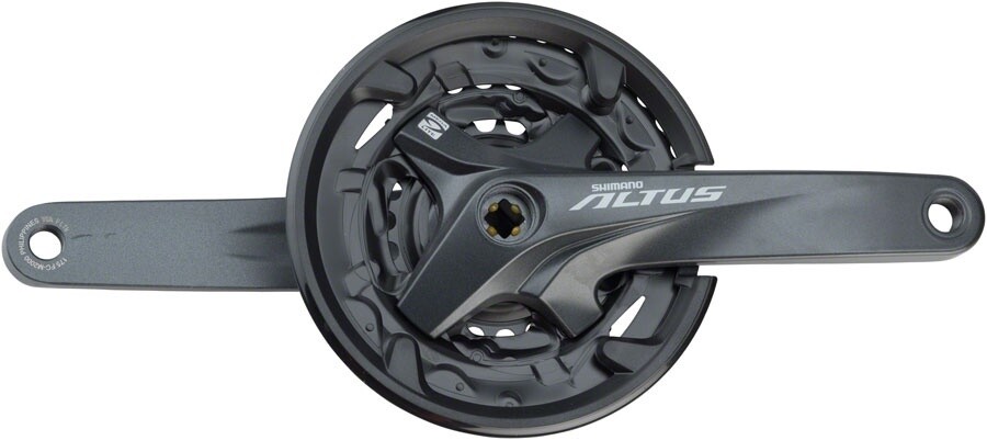 Shimano Altus FC-M2000 Crankset - 175mm, 9-Speed, 40/30/22t, Riveted, Square Taper JIS Spindle Interface, Black 