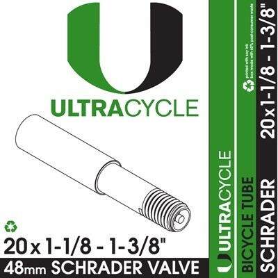 ULTRACYCLE SCHRADER VALVE TUBES,  20 1-1/8 - 1-3/8''