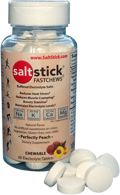 Saltstick Fastchews Chewable Electrolyte Tablets: Bottle of 60, Perfectly Peach