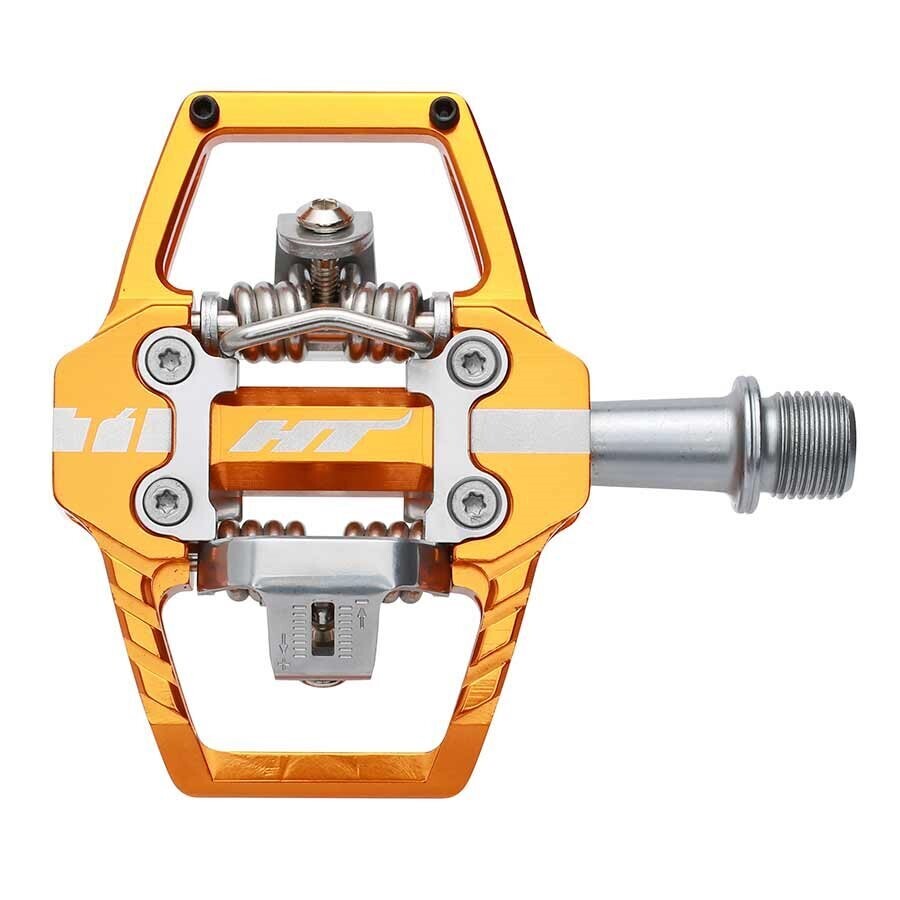 HT Components, T1, Enduro Race, Pedals, Body: Aluminum, Spindle: Cr-Mo, 9/16&#39;&#39;, Orange, Pair