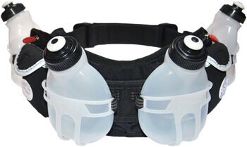 FuelBelt Trail Runner Hydration Belt with Four 7oz Bottles: Black One Size