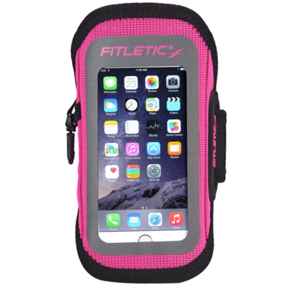 Fitletic Pace Smart Phone Armband/Window, Black/Pink Zipper, Small/Medium