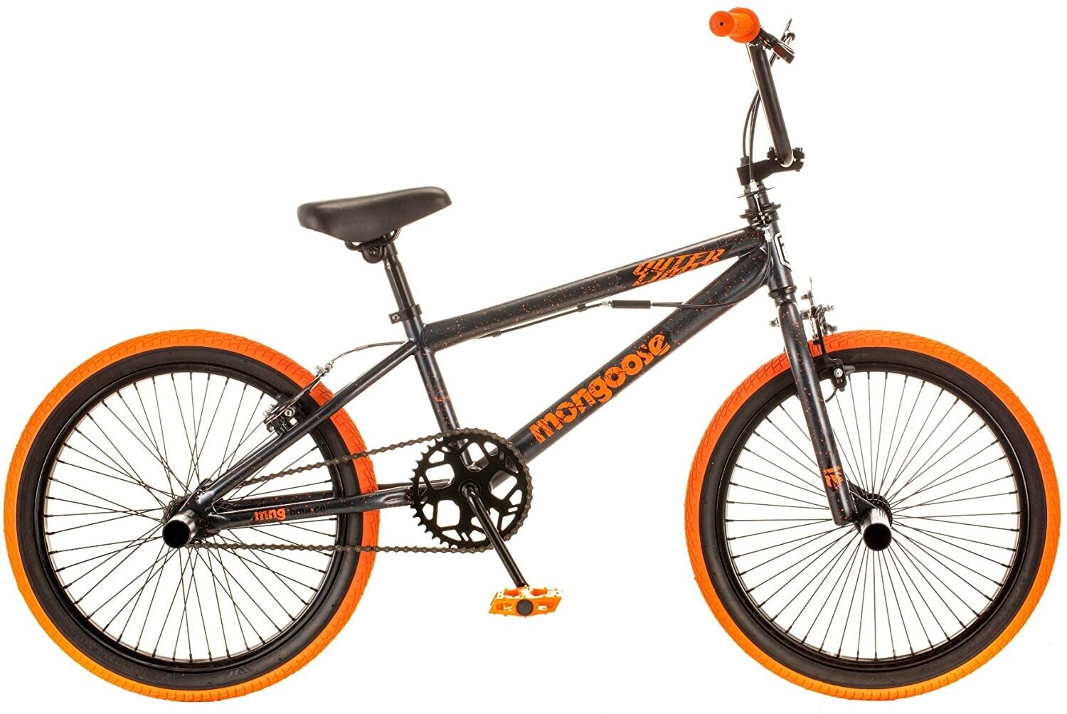 Mongoose BMX Bike, 20 inch Wheels, Dark Grey/Gray Orange