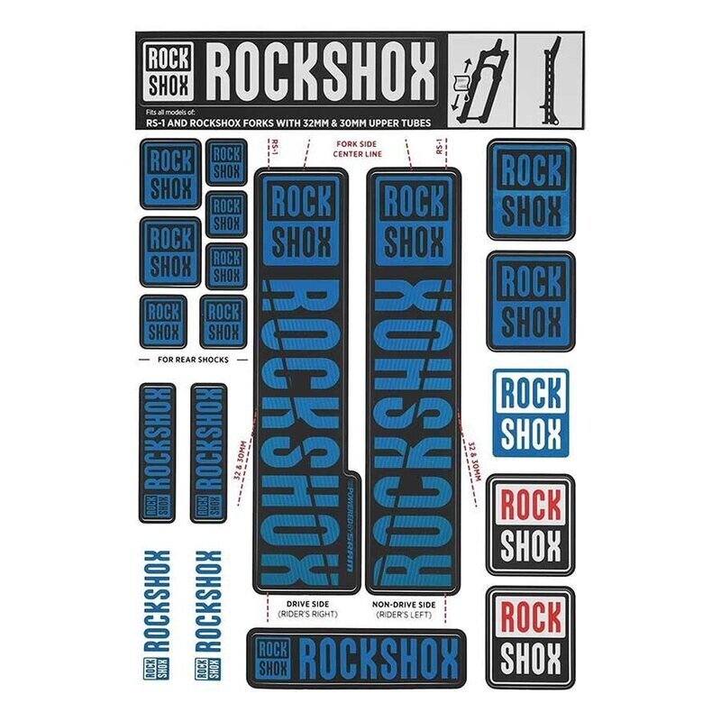 RockShox, 30/32mm Decal Kit, Blue, Kit