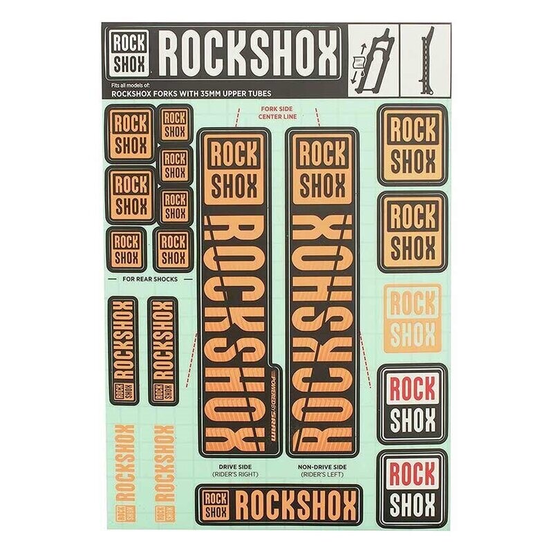 RockShox, 35mm Decal Kit - MY18, Orange, Kit