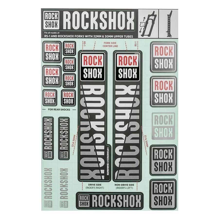 RockShox, 30/32mm Decal Kit, White, Kit